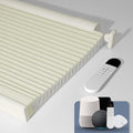 Boolegon No Drill Motorized Cellular Blinds with Remote Motorized Blackout Honeycomb Blinds for Indoor Windows Easy to Install Automatic Cellular Shades for Home,Light Filtering Beige,Custom Size