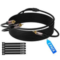 RCA Y-Adapter Splitter Cable (2 Pack-10FT+10FT), 1 RCA Male to 2 RCA Male Stereo Audio Subwoofer Cable, Bi-Directional, for Home Theater, Hi-Fi System, Amplifier, Speaker, 24K Gold Plated, OD:5.0MM