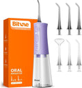 Bitvae Water Dental Flosser Teeth Pick, Portable Water Teeth Cleaner Picks, IPX7 Waterproof Oral Irrigator, 3 Modes 5 Intensities, USB Rechargeable Water Dental Picks for Cleaning - Lavender