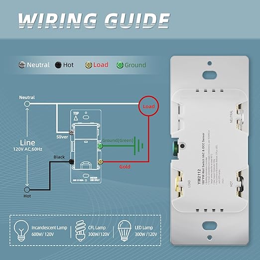 ECOELER Single Pole Occupancy Motion Sensor Light Switch, PIR Infrared Motion Activated Switch with Sensitivity & Delay Adjustable, Neutral Wire Required, for Kitchen, Garage, Stairwell, 2 Pack