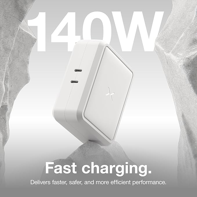 NOCO XGrid X140: 140W USB-C Charger – Dual Port GaN Power Adapter with PD 3.1, QC 5.0, and PPS – Fast Charging with Smart Power Distribution – Foldable Wall Plug, UL Listed