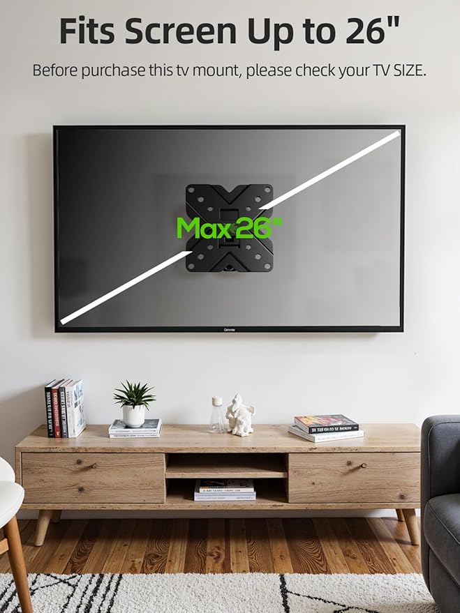 USX MOUNT Small TV Wall Mount Monitor Bracket | RV TV Mount | with Swivel and Tilt VESA Wall Mount for 10-26 27 32 inch LED OLED TVs and Monitors - VESA Size Up to 100x100mm and 22lb Capacity-XMS002