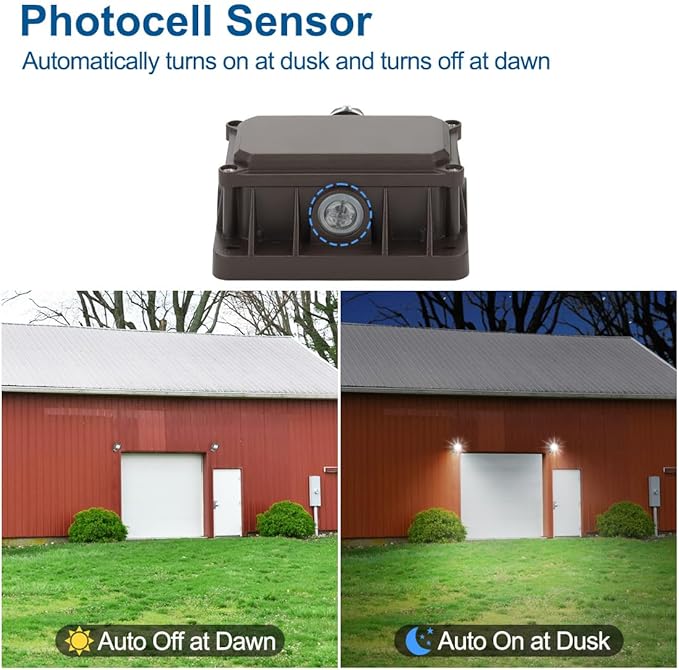 DAKASON 30W LED Flood Light Outdoor, Dusk-to-Dawn Photocell 180° Adjustable Knuckle, 3900LM 5000K Replaces 100W HPS/MH, IP65 Waterproof Outdoor Security Lighting Fixture, 100-277Vac, ETL Listed