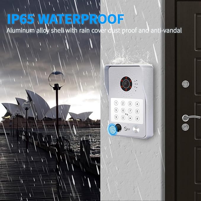 Wired Video Door Phone Apartment Intercom System,7 Inch Touch Monitor with 1080P HD Camera Doorbell,Supporting 5 in 1 Unlocking,Minitoring Motion Detecting for Home Villa,Tuya (1 doorbell + 2 monitor)