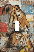 Bvtewkhz Tiger Vintage 1 Gang Single Toggle Decorative Outlet Covers Light Switch Plate Electrical Receptacle Switchplate For Bathroom Kitchen Bedroom