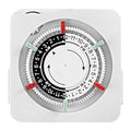 SURAIELEC Mechanical Timer with 2 Grounded Outlets, Indoor Electrical Plug in Timer with Trippers, 24-Hour Programmable and 3 Prong Outlets for Christmas Decorations, Plant Lights, Fan, 15A, White