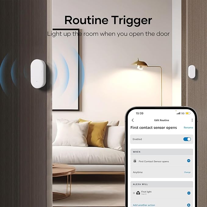 Zigbee Door Sensor 2 Pack, Mini Smart Door Sensor, Home Automation, Kid Safety, Compatible with SmartThings, Alexa, Home Assistant, Aeotec, Hubitat, Homey with Build-in Zigbee Hub, Hub Required