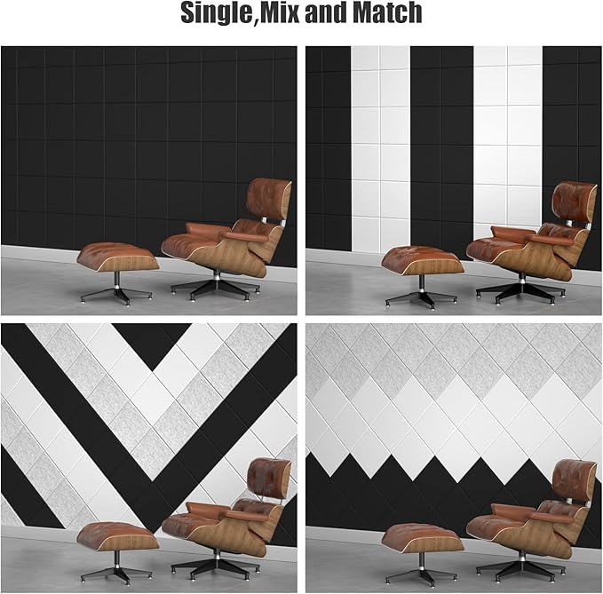 Sonicism 22 Pack Acoustic Wall Panels with Self-Adhesive, 12" X 12" X 0.4" Sound Proof Foam Panels, Decorative Soundproof Wall Panels, Sound Proof Absorbing Tiles for Home & Offices, Black