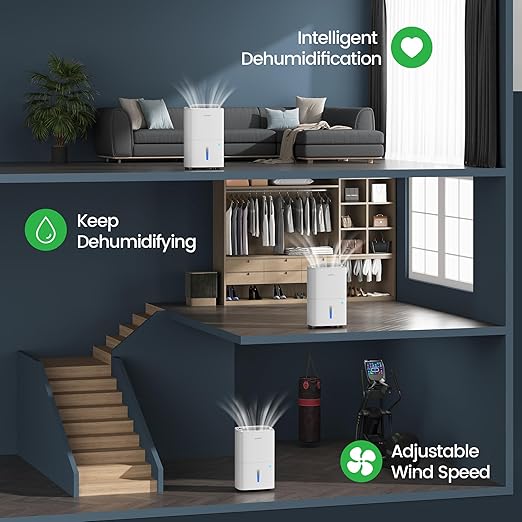 Waykar Max 80 Pint/D(Standard 62Pint/D) Energy Star Home Dehumidifier for Spaces up to 5,000 Sq. Ft in Basement Home and Large Rooms with Drain Hose, Handle, Auto Defrost and Self-Drying