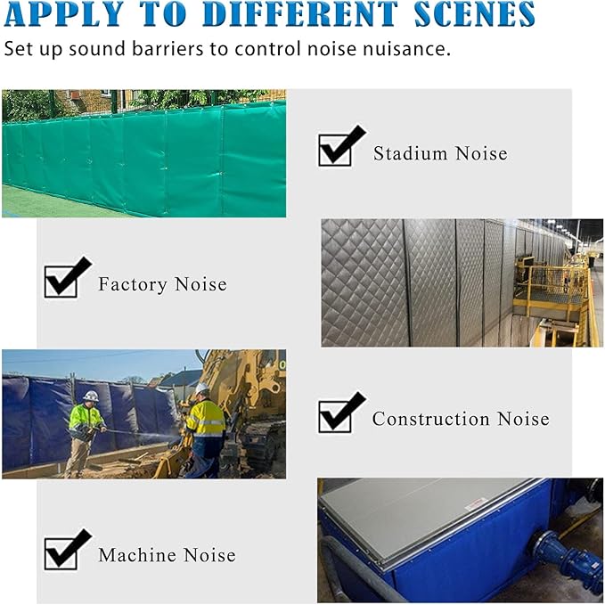 LTCANOPY Temporary Construction Traffic Industrial Sports Pitches Outdoor Noise Control Sound Blocking Reducing Cancelling Soundproof Screen Blankets Sound Barrier 39.3”x78.7"(grey)…