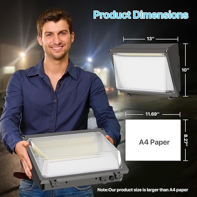 HYPERLITE LED Wall Pack Light: 120W 18000LM Glass Lens Wall Pack LED Exterior Light, Wall Pack Lights Outdoor LED Daylight 5000K for Area Yard Building Parking Lot Barn UL Listed