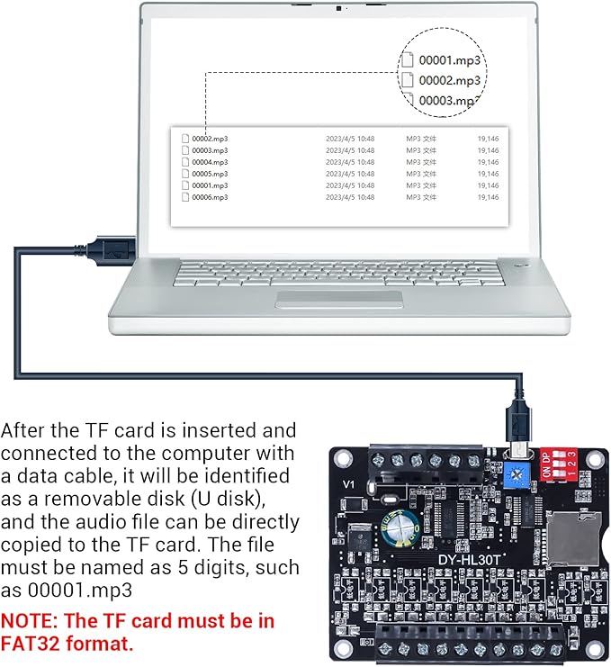30W Voice Playback Module, PEMENOL DC 9-24V Voice Broadcast Device 9 Trigger Interfaces 8 I/O Trigger Modes MP3 Music Player Support TF Card 32G Max for Speaker Module DIY Kit
