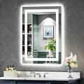YEELAIT 24x32 Inch LED Bathroom Mirror with Lights Front and Backlit Lighted Vanity Mirror for Bathroom Wall with 3 Colors Dimmable Anti-Fog Memory Shatter-Proof IP54 Waterproof Horizontal/Vertical