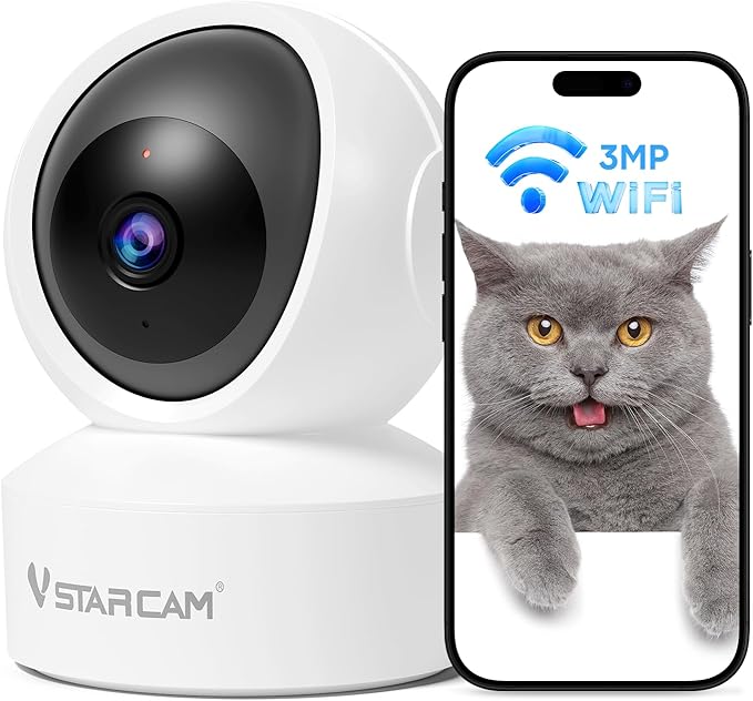 VSTARCAM Room Camera, 2K QHD Camera for Room with 5X Zomm, 360° Pan-Tilt, Color Night Vision, Motion Detection, Real-time Alerts, 2-Way Audio, Works with Alexa, Cloud & SD Card Storage(up to 256GB)