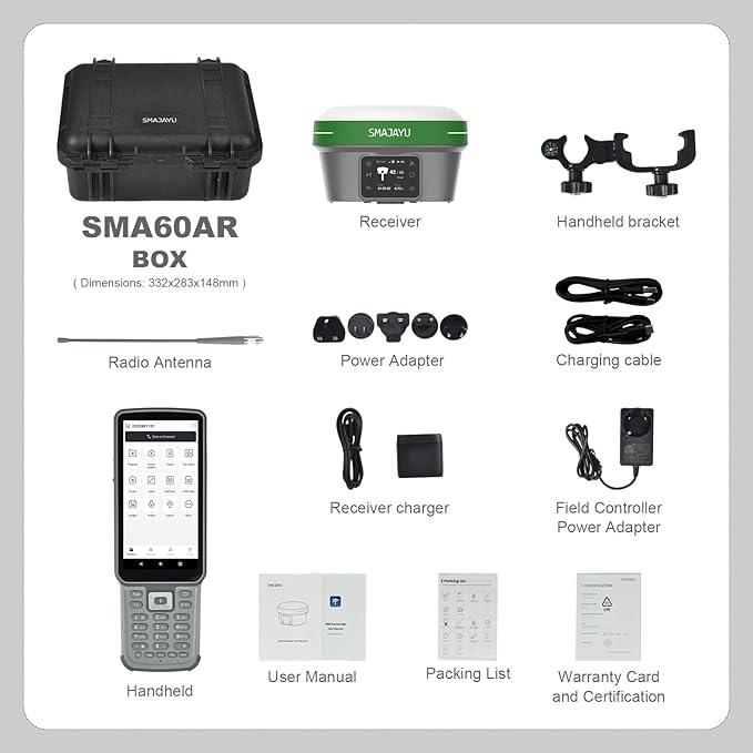 SMA60 AR Visual Photogrammetry RTK GNSS Survey System | Dual Cameras for AR Stakeout & Image Measurement, OLED Display, 60° Tilt, IP68, 4G UHF WiFi Bluetooth, High Precision Land Survey Equipment