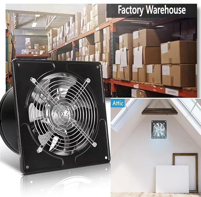 Aydomer Exhaust Fan 40W Through-wall installation Ventilation Fans 110V Exhaust Fan with Plug 6 inch Exhaust Smoke Fan with Pure Copper Motor for Kitchen Shopping Mall (Black)