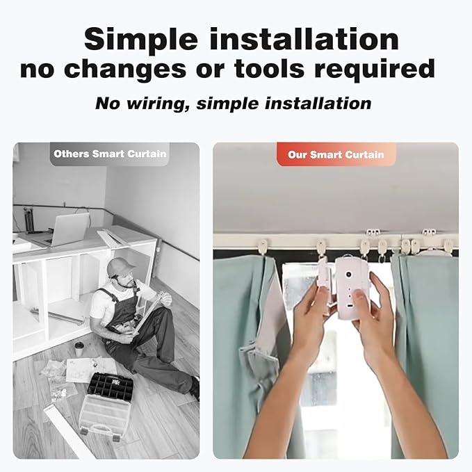 Smart Automatic Curtain Opener - Remote Controled by App/Timer/Voice,Upgraded High-Performance Motor, Automatic Light Sensor, Add Gateways, For Google Alexa, No Remote (Only for Roman Rod)
