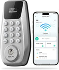 DESLOC C100 Plus Built-in WiFi Smart Lock, Keyless Entry Door Lock with Display, Keypad Deadbolt for Front Door, App Remote Control, Anti-Peeping Password, BHMA Grade 3, Silver