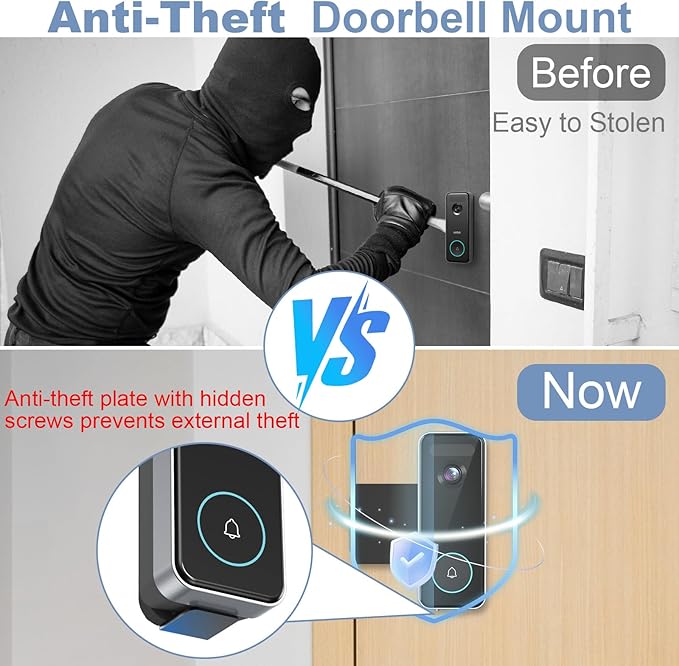 Anti-Theft Video Doorbell Mount Compatible with Aosu, No Drill Doorbell Camera Mount, Adjustable Mounting Bracket Holder Accessories for Apartment Rentals, Enhanced Protection Doorbell Mount Bracket