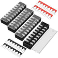 Joinfworld Terminal Block 25A 600V Dual Row Screw Terminal Strip with Cover, 8 Position Pre-Insulated Wire Terminal Block with Jumpers - 4 Pack