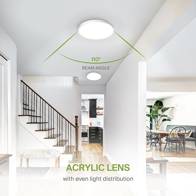 ASD LED 12" Round Flush Mount Ceiling Light Fixture, Low Profile Surface Lighting | 5CCT, Dimmable, Ultra-Thin, ETL Listed | 24W 1900LM 2700-6000K 120V | Kitchen, Hallway Lamp | White, 12 Pack