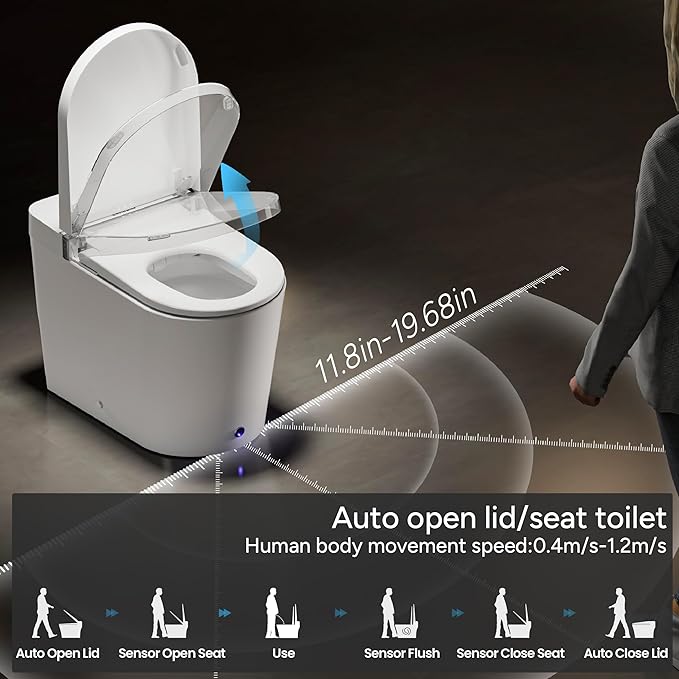 Casta Diva Smart Toilet, Wider Bidet with Heated Seat, Auto Open/Close, Warm Water, Foot Sensor Auto Flushing, Modern Japanese Toilet for Bathroom with Remote Control 1.28GPF(CD-K010)