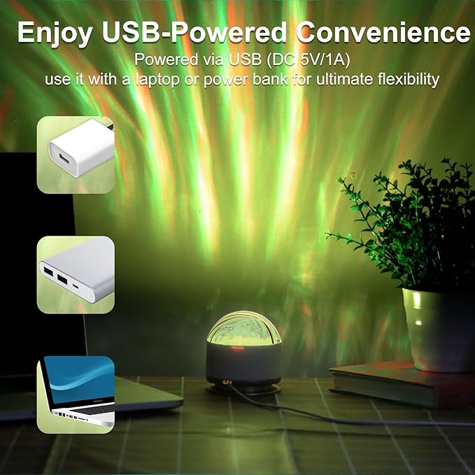 HUMIIEYE Northern Light Projector, Battery Operated Aurora Night Light with Timer Function, 13 Colors Galaxy Lamp Ripple Ceiling Projector Mood Ambient Lighting for Bedroom Adults Kids Room Girl Gift