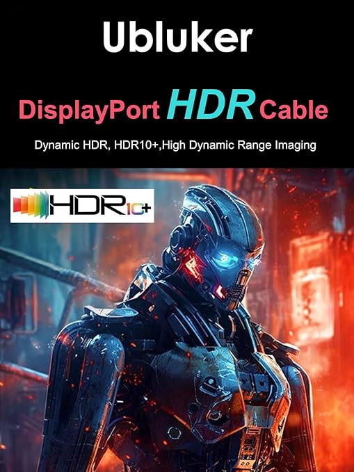Ubluker 10K 8K DisplayPort 2.1 Cable 54Gbps 13 FT, Certified DP to DP Cord 4K 240Hz 165Hz 144Hz 120Hz 10K 8K 120Hz Nylon Braided UHBR HDCP2.3 FreeSync G-Sync RTX5090 Gaming Monitor PC Projector
