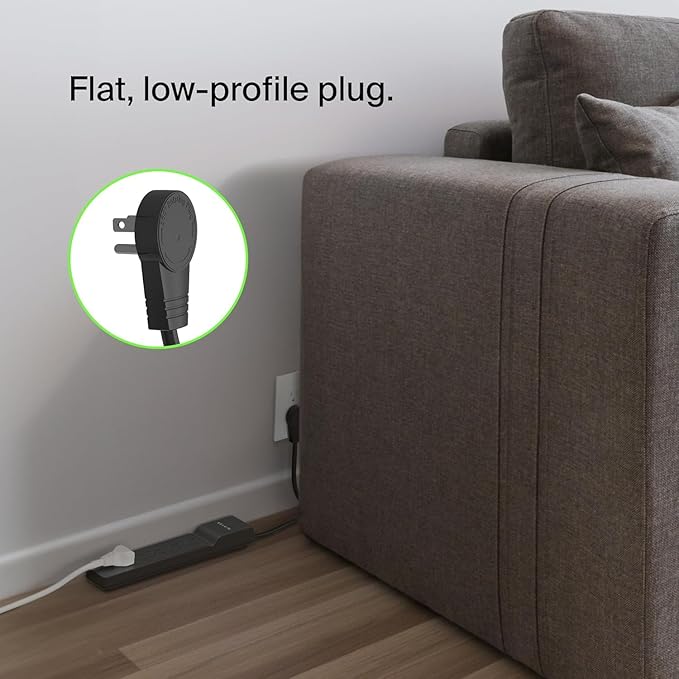 Belkin Power Strip Surge Protector with 6 AC Multiple Outlets - Flat Rotating Plug, 6 ft Long Heavy-Duty Extension Cord for Home, Office, Travel, Computer Desktop & Charging Brick (600 Joules) 3PK