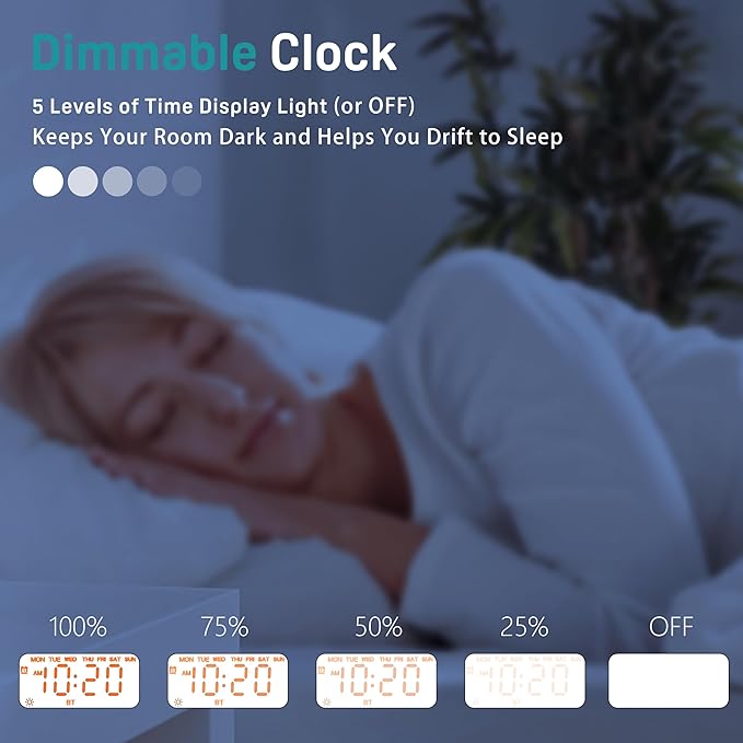 Sunrise Alarm Clock White Noise Sound Machine with 25 Soothing Sounds, 17 NightLights, Bluetooth Speaker Wake Up Light Alarm Clock for Bedrooms, Heavy Sleepers, Baby, Kids, Adults, Seniors, Ideal Gift
