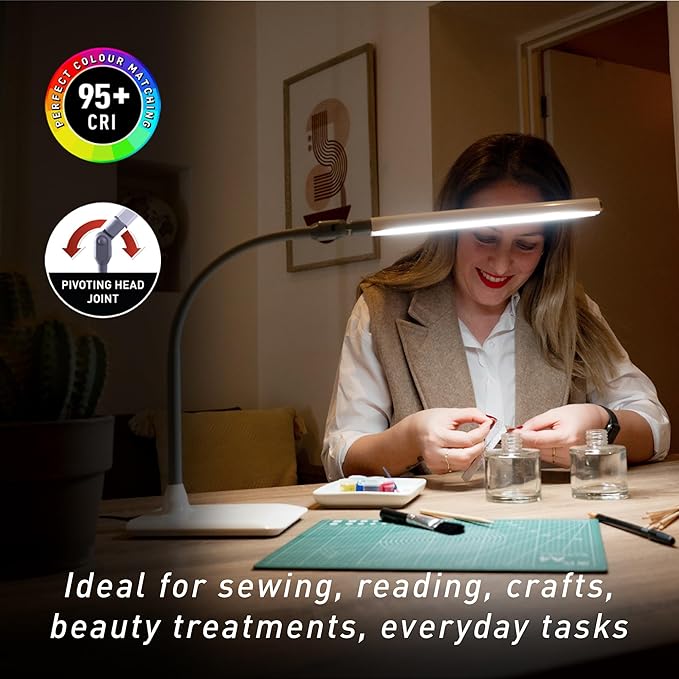Daylight Company Uno Pro Table Lamp, Standing Lamp for Living Room, Bedroom, Salon, Office, Touch Control, Flexible Arm, Sleek Design, Multipurpose