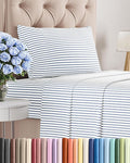 Twin XL Size 3 Piece Sheet Set - Comfy Breathable & Cooling Bed Sheets Set - Hotel Luxury Bedding for Women, Men, Kids, Teens, Boys & Girls - Deep Pockets and Wrinkle Free - Oeko-Tex - Blue Stripes 2