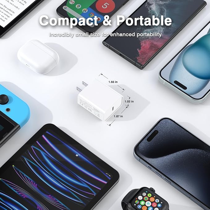 30W USB C Charger, 2 Pack Wall Fast Charger Block Power Adapter Charging Cube Compatible with iPhone 16/Pro/Pro Max/Plus/15/14/13/12, iPad Air, AirPods 4/3/2/Pro, Apple Watch 10/Ultra 2, Galaxy