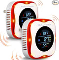 Combustible Gas & Carbon Monoxide Detector 4-in-1 Alarm with Temp/Humidity Sensor – Plug-in CO/Gas Leak Detector for Home, RV, Apartment Safety (Explosive Gas & CO Detection) (CO&Gas, 2-Pack)