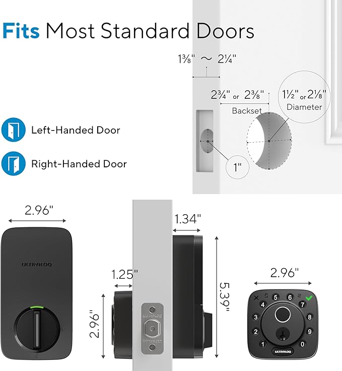 ULTRALOQ 2026 Upgrade Bolt Fingerprint Smart Lock in Black, Biometric Deadbolt with Built-in WiFi, Keyless Entry Door Lock, App Remote Control, 10 Months Battery, IP65 Waterproof, BHMA Grade AAA