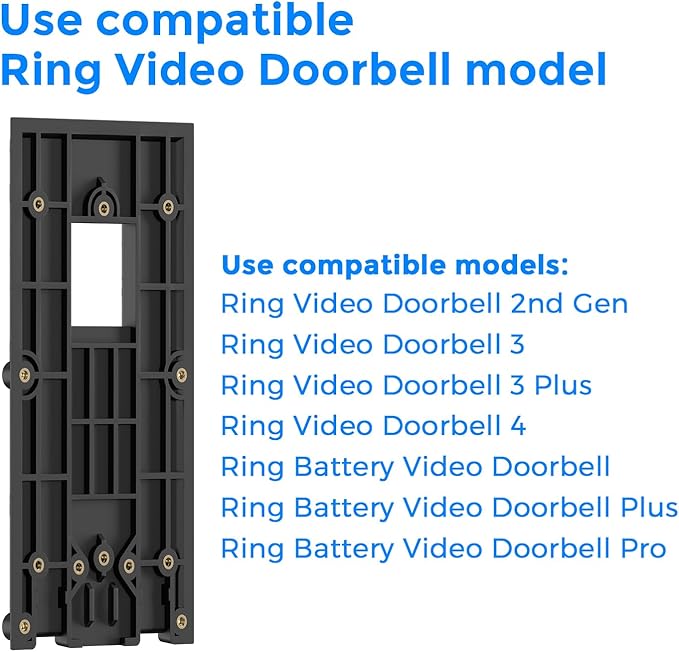Baaletc No-Drill Ring Doorbell Mount - Adhesive Door Bracket Compatible with R-ing Video Doorbell 1/2/3/3 Plus/4/ (2020 Release) Wireless, Mounting Plate Holder Accessories for Houses