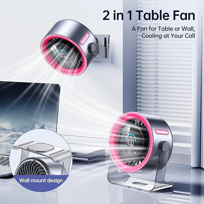 Coolhill Handheld Portable Fan with Ice Cooler: 100-Speed 5500mAh Rechargeable Handheld Fan, 12H Time Hand Cooling Personal Fans with 20000 RPM Air Turbo Tech for Travel Outdoor (Pink)