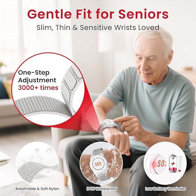CallToU Caregiver Pager Wireless Call Button Nurse Alert System 500+ Feet for Home/Elderly/Patient/Disabled 1 Plugin Receiver 1 Waterproof Transmitter 1 Watch Transmitter