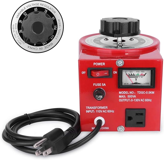 Beleeb Voltage Transformer 5 Amp Auto AC Variable Voltage Regulator,500VAC Max,120VAC Input, 0-120V/130VAC Output