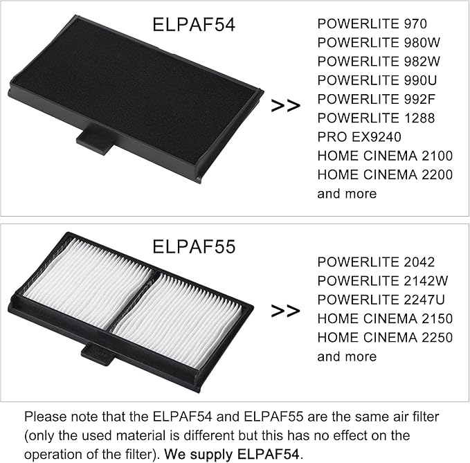 Litance ELPAF54 ELPAF55 Projector Air Filter for Epson Home Cinema 2150 2250 2200 2100 PowerLite EX9240 1288 2042 2142W 2247U 970 980W 982W 990U 992F EH-TW5400 EH-TW5600 Filter V13H134A54 V13H134A55