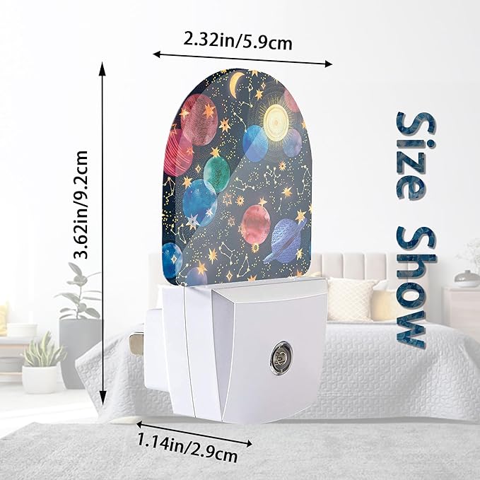 Axxitude Galaxy Space Constellation Cosmos Night Lights Plug into Wall for Girls Boys Room,Night Light LED Lamp Dusk to Dawn Sensor Round Lamp for Bedroom Bathroom Hallway Home Wall Decor Nightlight
