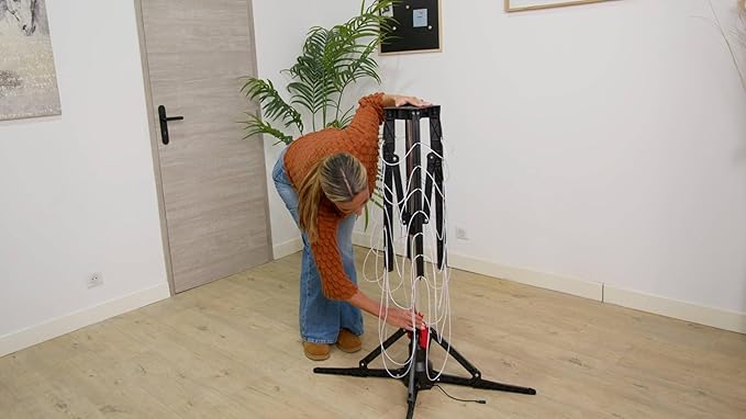 Vortexdryer Rotating Cloth Dryer – Electric Drying Rack with 2-Hour Auto Shut-Off | Foldable, Lightweight, 20kg Max Load | 120-Minute Timer | 18V DC Power | Indoor Clothes Drying Solution