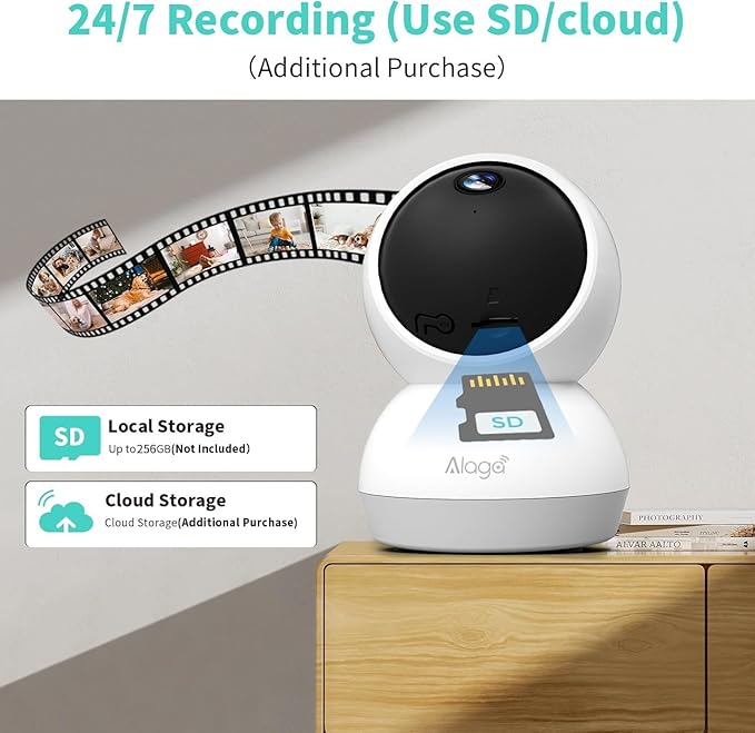 2K Indoor Security Camera, AI Human Pet Motion Detection, 2.4/5 GHz, 360° Pan Tilt, Night Vision, 2-Way Audio, Compatible with Alexa & Google Assistant (Standard Configuration)
