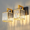 FDPBY Modern Bathroom Vanity Light 2-Lights Black Gold Crystal Wall Lamp Bathroom Modern Crystal Vanity Lighting