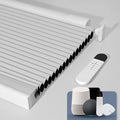 Boolegon No Drill Motorized Cellular Blinds with Remote Motorized Blackout Honeycomb Blinds for Indoor Windows Easy to Install Automatic Cellular Shades for Home,Blackout White,Custom Size