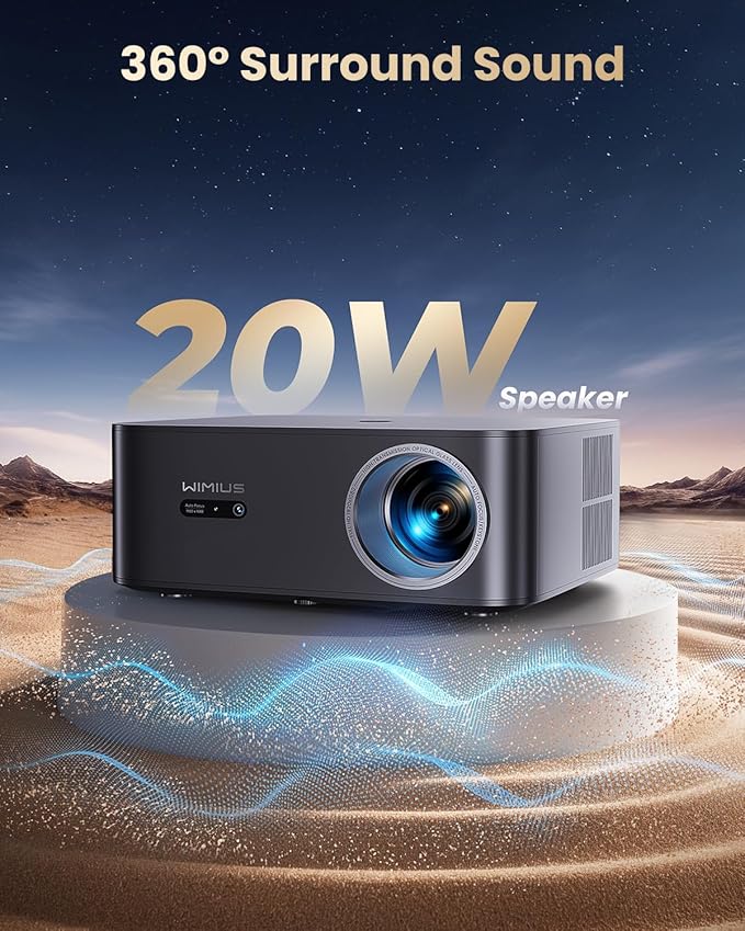 【Official Google TV/4K Supported 】Smart Projector with WiFi & Bluetooth, Outdoor & Home TV Movie Projectors with Voice Control,Auto Focus & Keystone,Compatible with Netflix Proyector WiMiUS K13 Black