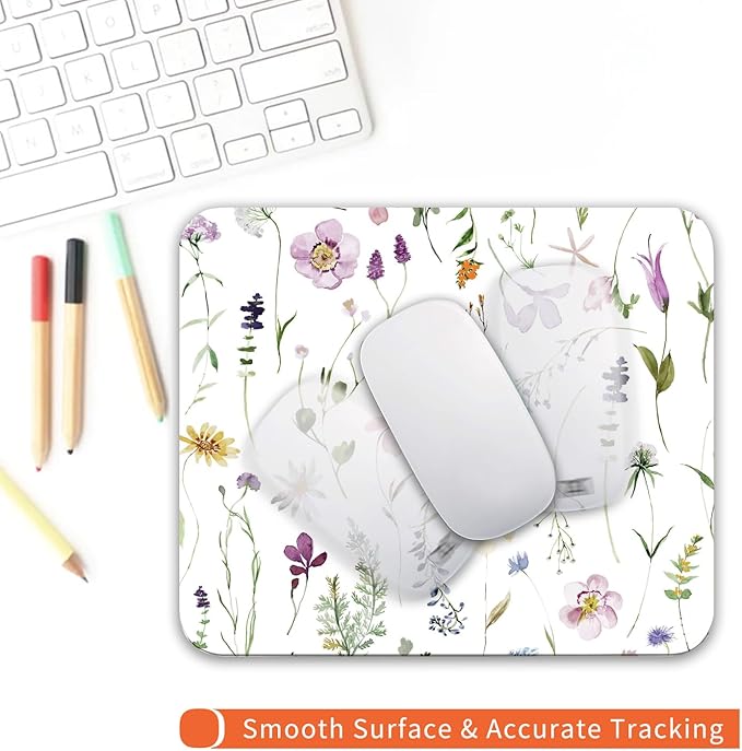 Armanza Square Mouse Pad Beautiful Flowers Plants, Personalized Premium-Textured Custom Mouse Mat Design, Washable Mousepad Cloth, Non-Slip Rubber Base Computer Mouse Pads for Wireless Mouse