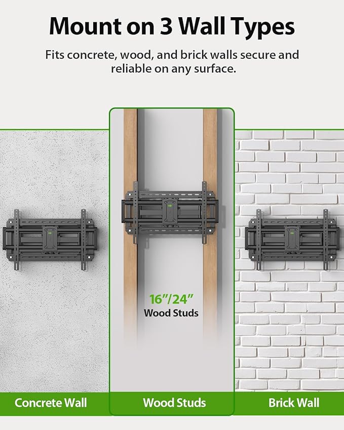 USX MOUNT Full Motion TV Wall Mount for Large TVs 42-97 Inch up to 150 lbs, Wall Mount TV Bracket with Swivel and Tilt, Fits 16",18", 24" Wood Studs, Max VESA 600x400mm Fit 65+ 75+ 85 86 90 TVs XML025