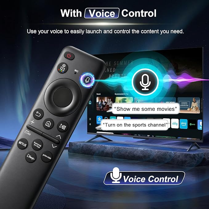 BN59-01432A TM2360E Rechargeable Voice Remote for Samsung Smart TVs, Replacement for All 2021–2025 Samsung TV Remote Control with Solar Charging and Voice Search