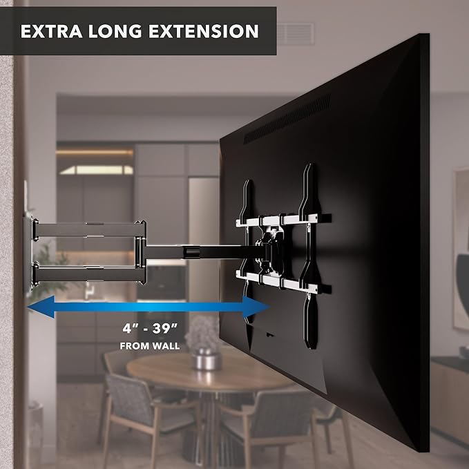 Mount-It! The Beast Full Motion TV Wall Mount for Extra Large 85, 90, 98, 100, 110" TVs with 39 Inch Long Reach Extension Arms - 275 Lbs Capacity Heavy Duty Dual Arm TV Mount